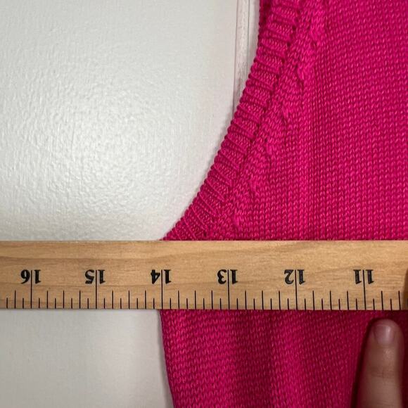 VICI - Orla Pink Fuchsia Knit Tie Wrap Sleeveless Midi Dress - Picture 7 of 11